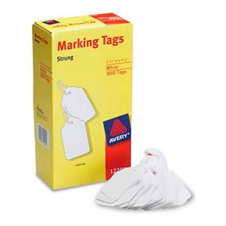 Avery Avery Marking Tags, 2-3/4" x 1-11/16", White, 1000 Tags/Box 12201